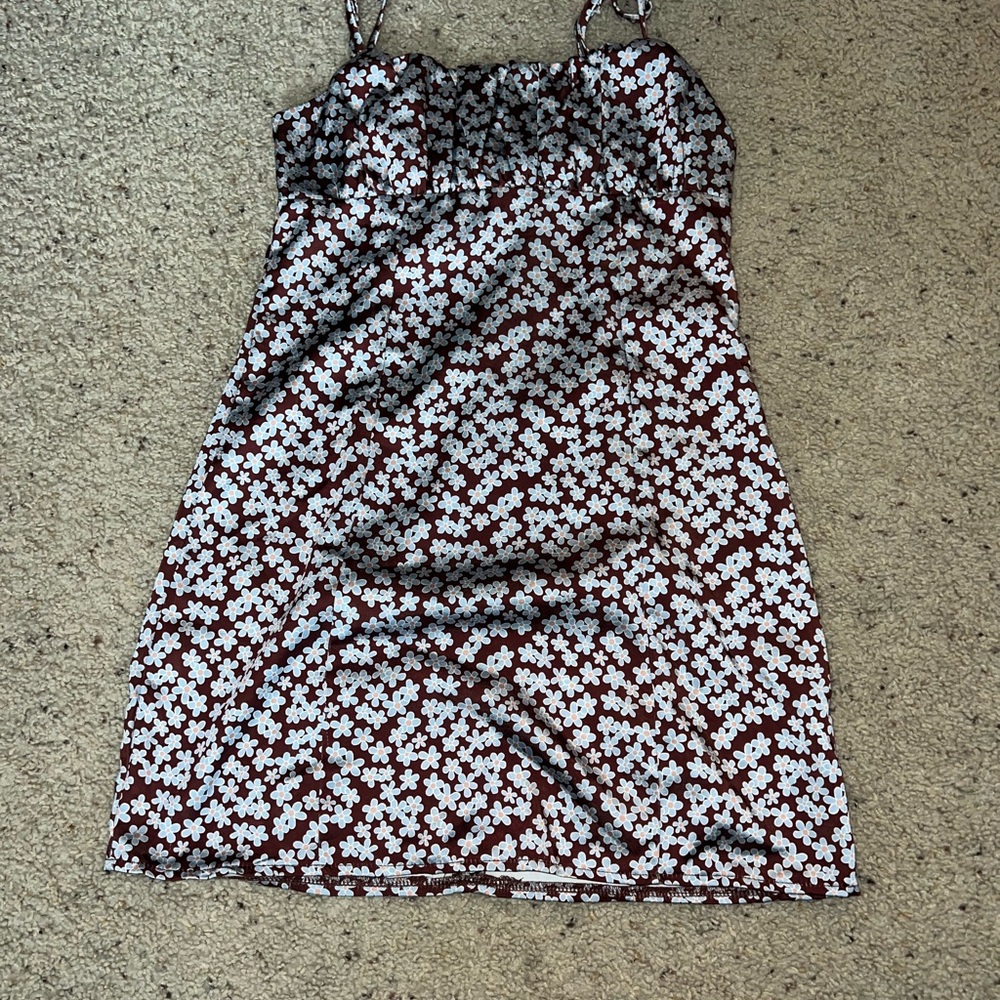 PacSun Brown and White Floral Mini Dress
